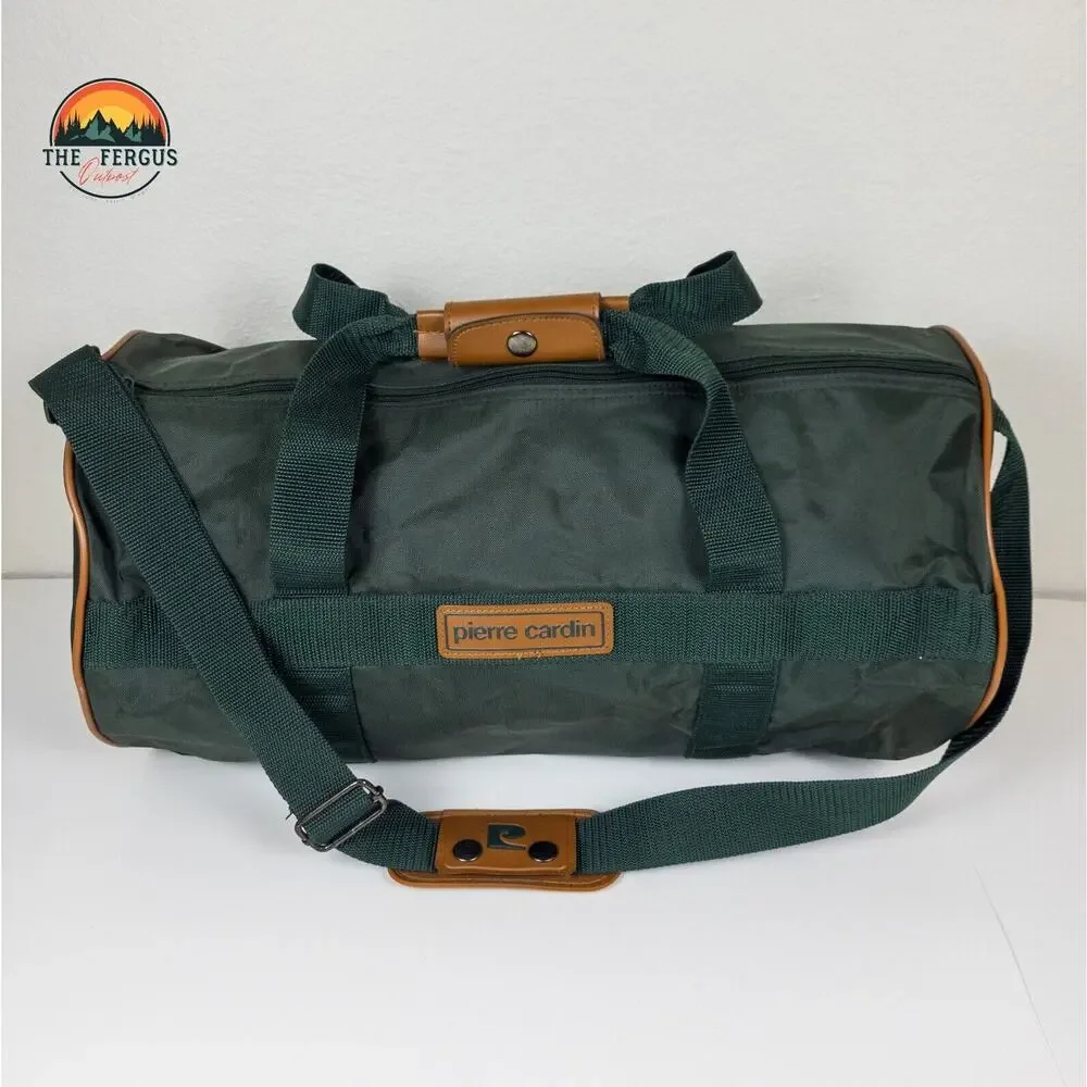 Pierre Cardin Travel Duffle & Messenger Bag Leather Handles Rare Vintage Preppy